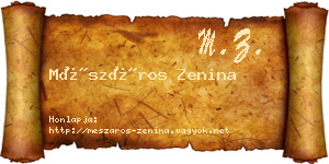 Mészáros Zenina névjegykártya